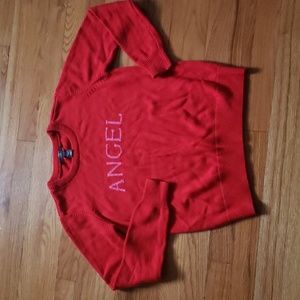 Victorias Secret Angel Sweater Womens L Red Cashmere Blend Pullover Knit Lounge